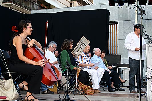 En primer pla, la Rosa Navarro amb el seu violoncel.